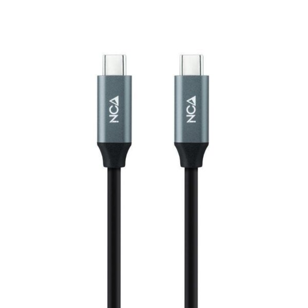 Cable USB 3.2 Nanocable 10.01.4300/ USB Tipo-C Macho - USB Tipo-C Macho/ Hasta 100W/ 50cm/ Gris y Negro