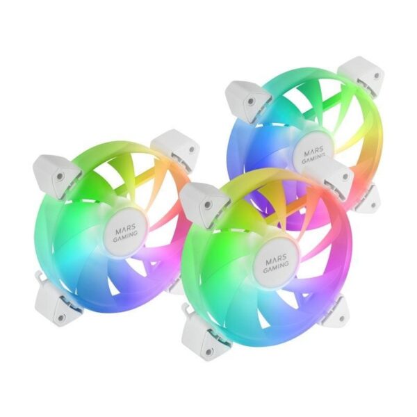 Pack 3 Ventiladores ARGB Mars Gaming MF-3A - 12cm - Blanco - Iluminación RGB