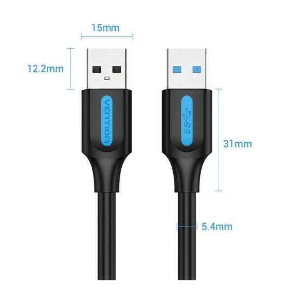 art_ven-cab20conbi_2 Cable USB 3.0 Vention CONBI - 3m Negro - Alta Velocidad 5Gbps