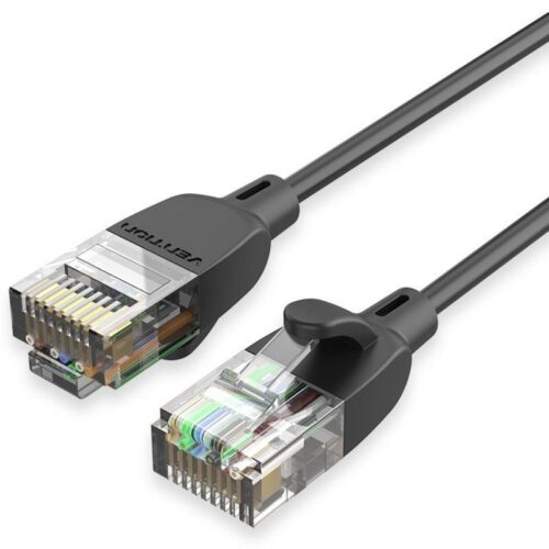 Cable de Red RJ45 UTP Vention IBIBH Cat.6A - 2m - Negro - Alta Velocidad y Fiabilidad