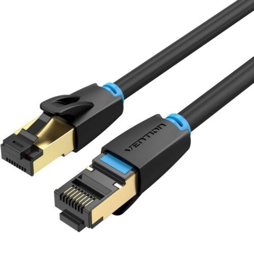 Cable de Red RJ45 SFTP Vention IKABF Cat.8 - 1m - Negro - Alta Velocidad y Protección