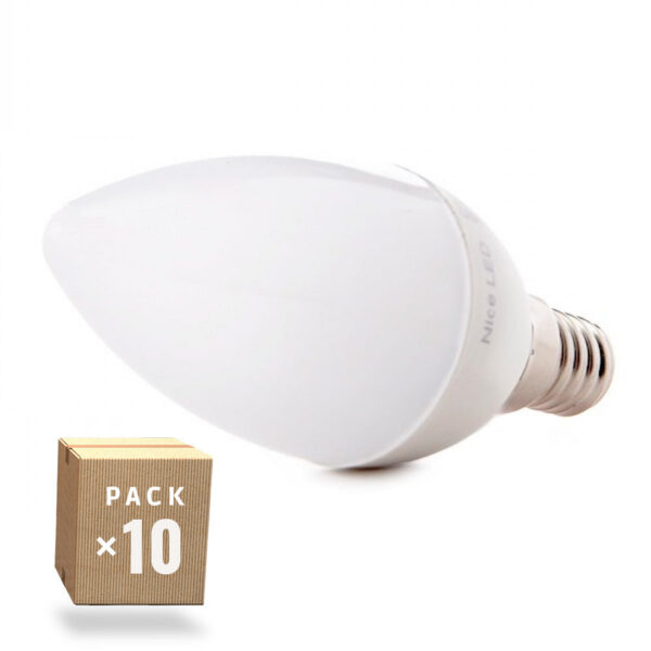 Pack 10 Lámparas LEDs Vela 2835SMD E14 5W 410Lm 40.000H