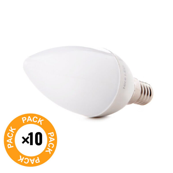 Pack 10 Lámparas LEDs Vela 2835SMD E14 5W 410Lm 40.000H