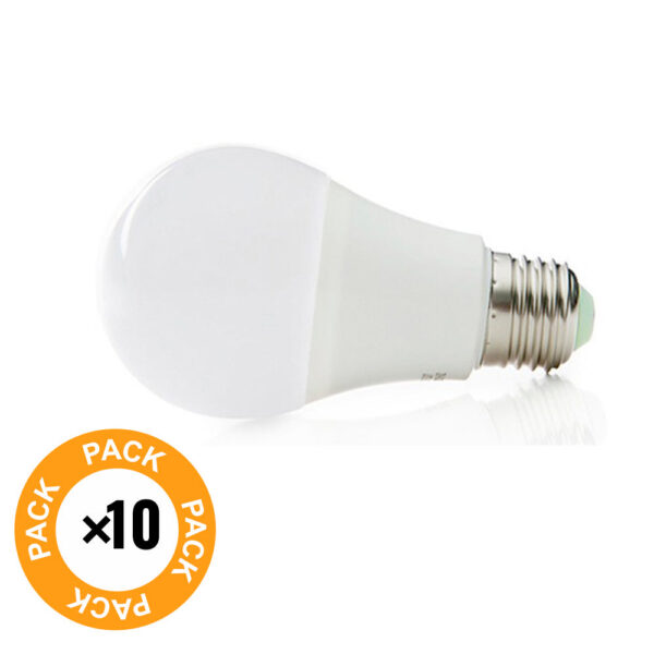 Pack 10 Lámparas LEDs Esférica Aluminio/PC E27 9W 810Lm 40.000H