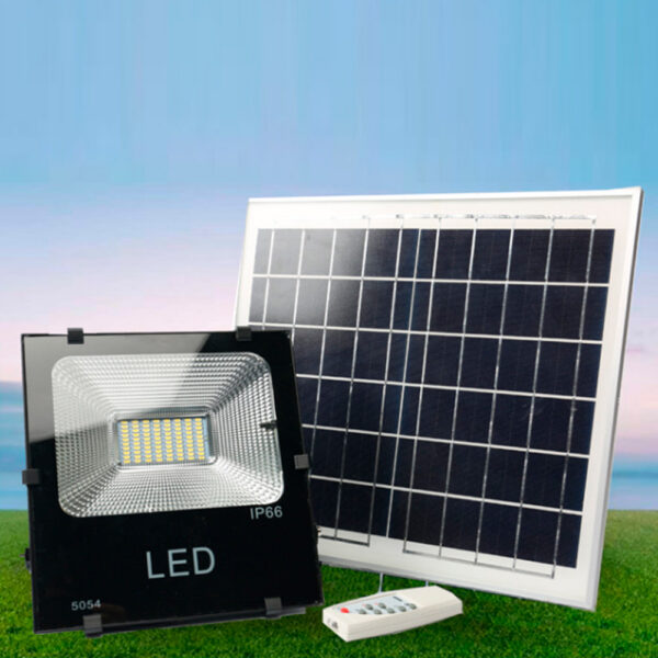 Foco Proyector LED 100W 10.000Lm 6000ºK Solar Sensor 100W + Control Remoto Panel 6V/25W 40.000H  [HO-626005-CW]