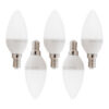 Pack 5 Bombillas LED E14 5W 500Lm 6000ºK 40.000H [HO-C37-E14-5W-RC-CW-PK5-AP]