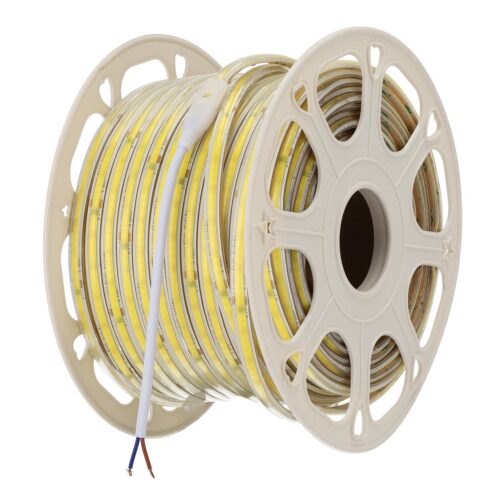 ho_cob220_10w_ww_0 Tira de Leds COB Autorectificada 220VAC 10W/m IP65 - 50 Metros Cinta 3M Blanco Cálido 3000K