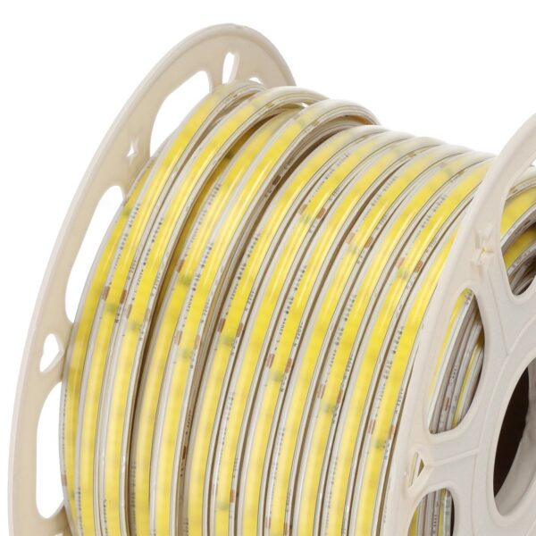 Tira de Leds COB Autorectificada 220VAC 10W/m IP65 - 50 Metros Cinta 3M Blanco Cálido 3000K
