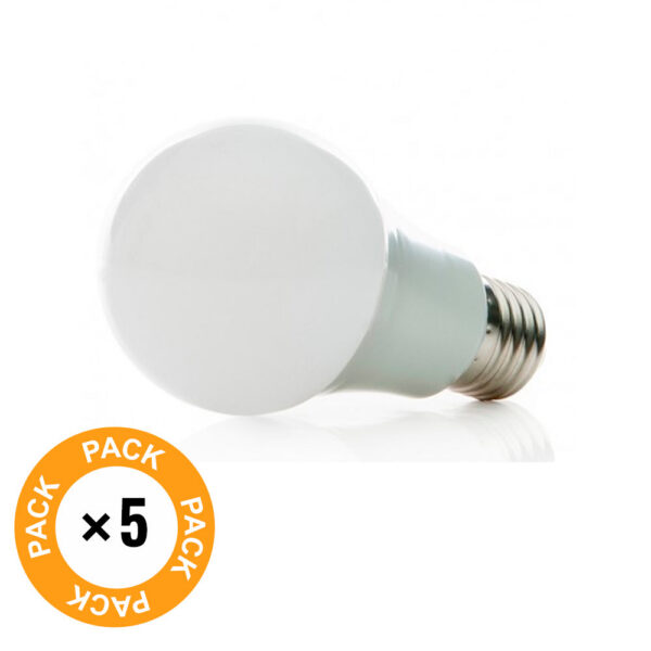 Pack 5 Bombillas LED E27 7W 630Lm 6000ºK 40.000H [HO-ED-B3-E27-7W-CW-PK5-AP]