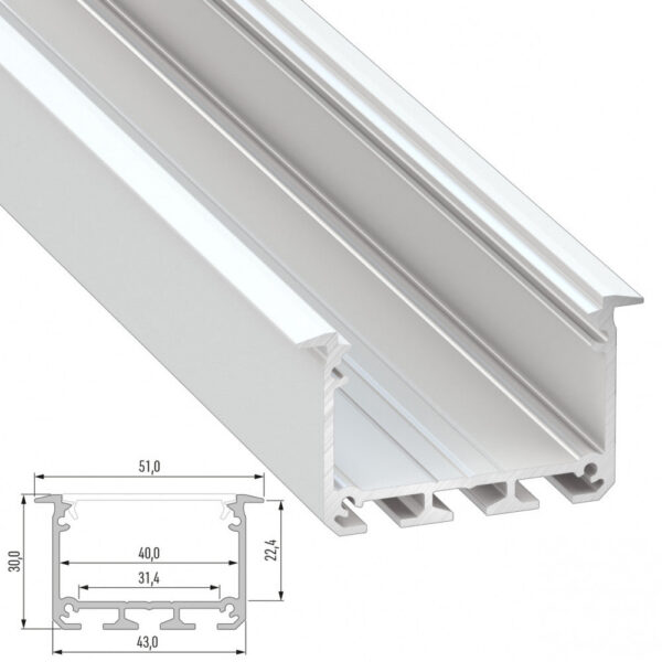 ll_10_0124_20_0 Perfil Aluminio Tipo INSO 2,02M - Anodizado Plata