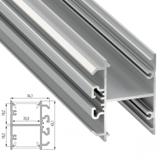 Perfil Aluminio Tipo DOPIO 2,02M