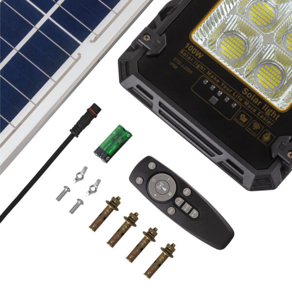 Proyector 100W con Panel Solar Control Remoto IP65 [1916-FLSOL-100W-CW]