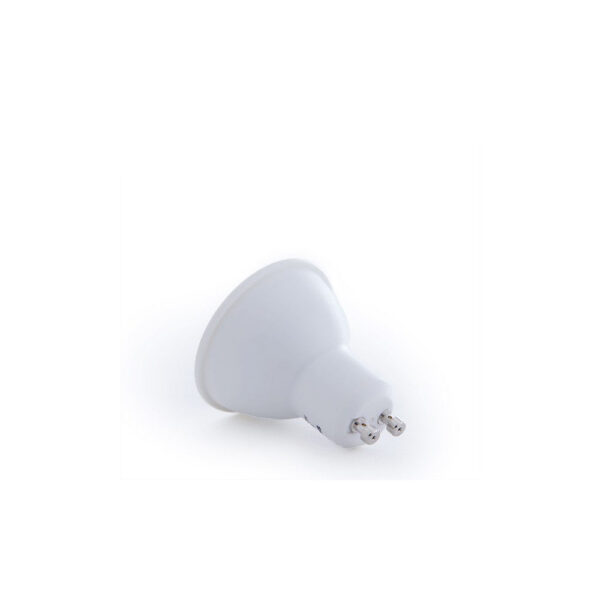 Pack de 5 Bombillas LED GU10 6W 700Lm 6000ºK 40.000H - Aro Downlight Redondo Inclinable "Vepa" Acero 90mm - Blanco