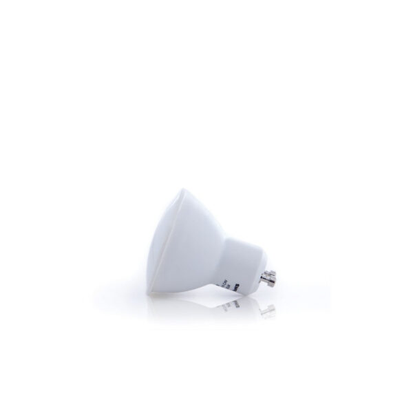 Pack de 5 Bombillas LED GU10 6W 700Lm 6000ºK 40.000H - Aro Downlight Redondo Inclinable "Vepa" Acero 90mm - Blanco