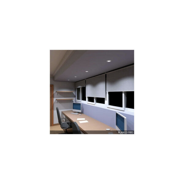 Pack de 5 Bombillas LED GU10 6W 700Lm 6000ºK 40.000H - Aro Downlight Redondo Inclinable "Vepa" Acero 90mm - Blanco