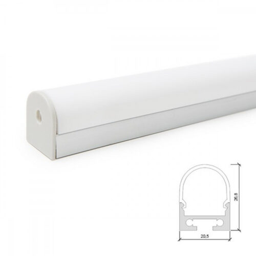 Perfíl Aluminio Curvado para Tira LED Techo/Colgante Difusor Opal LLE-ALP027 x 2M