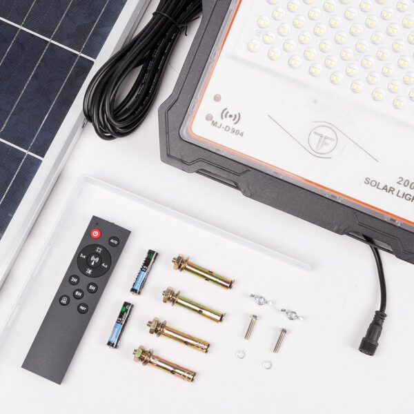 Proyector LED Solar 200W Sensor_Control Remoto Panel:5V 45W Batería: 3,3V 45.000Ma [LUM-MJ-DW904]
