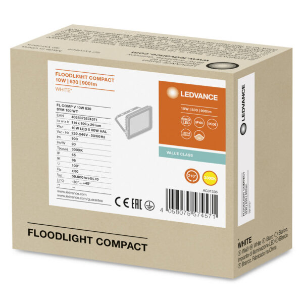 [LVE-4058075574571] Foco Proyector LED Ledvance   10W 900Lm 3000K 100 x 100º IP65