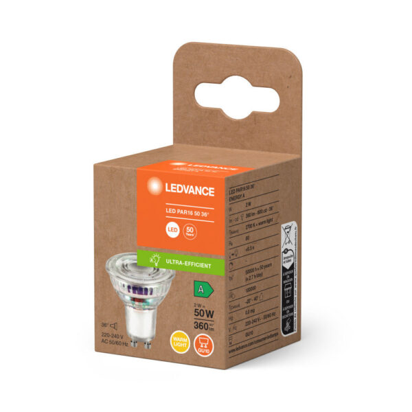 [LVE-4099854071690] Ledvance/Osram Bombilla LED Spot GU10 2W 360Lm 2700K 36º IP20