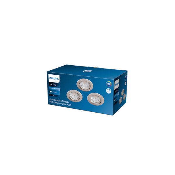 Pack 3 Downlight LED Philips "Sparkle" Circular 5,5W 350Lm Niquelado 2700K [PH-929002374322