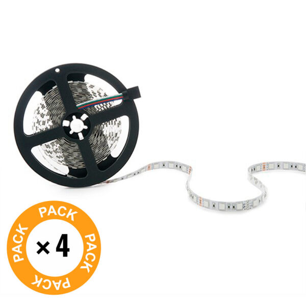 Pack 4 Tiras LED 72W 4200Lm 4200ºK 300 X SMD5050 12VDC IP65 x5M 40.000H [PL219012-PK4-AP]