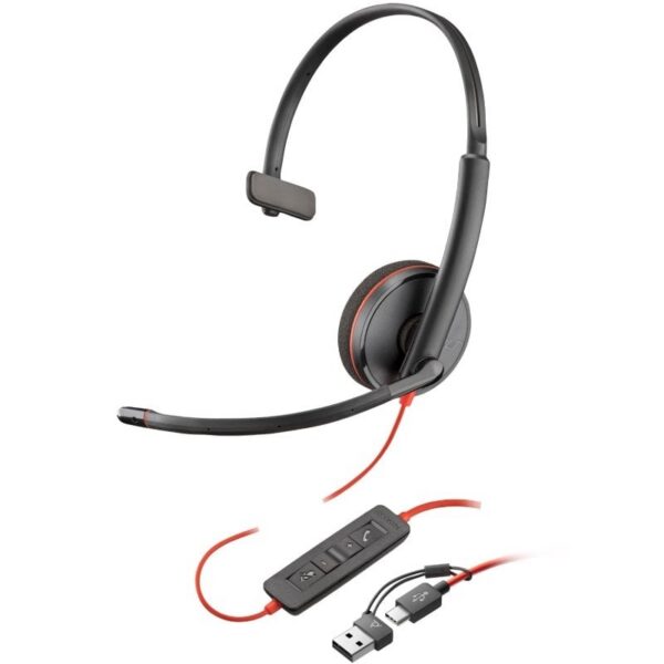 art_hp-pol208x214aa_1 Auricular Poly Blackwire 3210 + Adaptador USB-C/A/ con Micrófono/ USB Tipo-C/ Negro