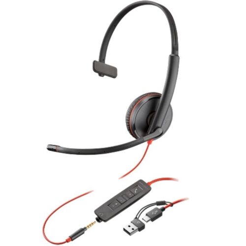 art_hp-pol208x227aa_1 Auricular Poly Blackwire 3215 + Adaptador USB-C/A/ con Micrófono/ Jack 3.5mm/ Negro