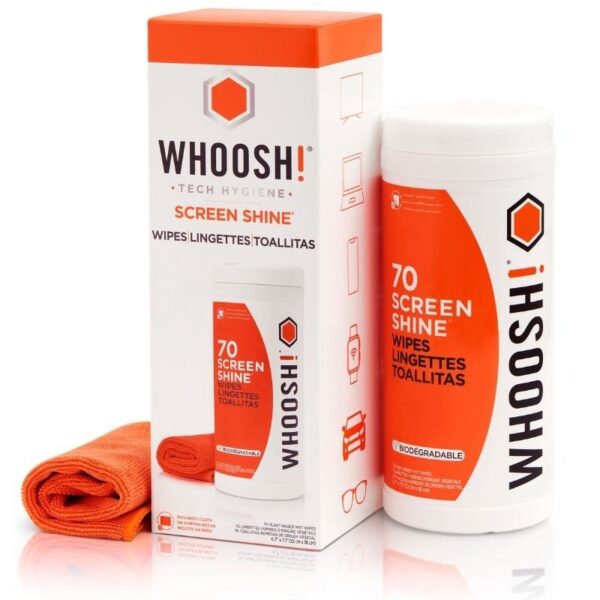 art_whos-toallitas20wsh006_1 Kit Toallitas Whoosh WSH006 para Limpieza de Pantallas/ Pack de 70 unidades + Paño Microfibra