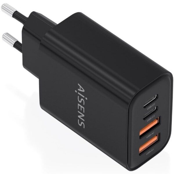 art_ais-carga20a110-1028_1 Cargador de Pared GaN Aisens A110-1028/ 2xUSB Tipo-C/ 2xUSB/ 32W/ Negro