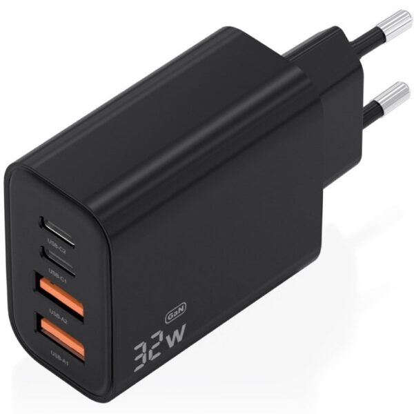 art_ais-carga20a110-1028_2 Cargador de Pared GaN Aisens A110-1028/ 2xUSB Tipo-C/ 2xUSB/ 32W/ Negro