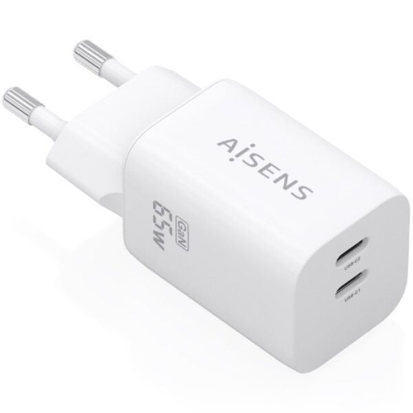 art_ais-carga20a110-1029_1 Cargador de Pared GaN Aisens A110-1029/ 2xUSB Tipo-C/ 65W/ Blanco