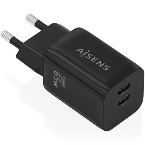 art_ais-carga20a110-1030_1 Cargador de Pared GaN Aisens A110-1030/ 2xUSB Tipo-C/ 65W/ Negro