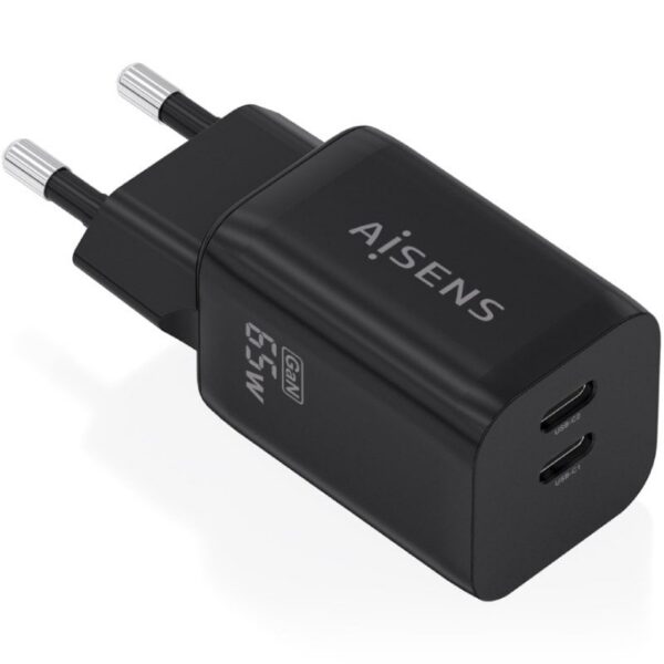 art_ais-carga20a110-1030_1 Cargador de Pared GaN Aisens A110-1030/ 2xUSB Tipo-C/ 65W/ Negro