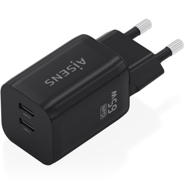 art_ais-carga20a110-1030_2 Cargador de Pared GaN Aisens A110-1030/ 2xUSB Tipo-C/ 65W/ Negro
