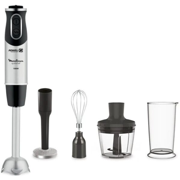 art_mou-pae-bat20dd65h810_1 Batidora de mano Moulinex Quickchef/ 1000W/ 10 Velocidades/ Capacidad 800ml/ Incluye Varillas, Picadora, Pasapuré y Vaso Medidor