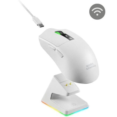 art_tac-mou20mmw-elite20wh_1 Ratón Gaming Inalámbrico Mars Gaming MMW-Elite/ Batería Recargable/ Hasta 20000 DPI/ Blanco