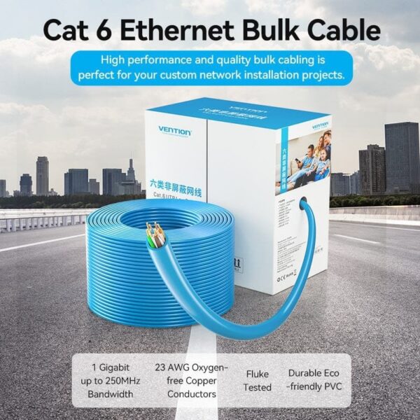 Bobina de Cable RJ45 UTP Vention IHBL305 Cat.6/ 305m/ Azul