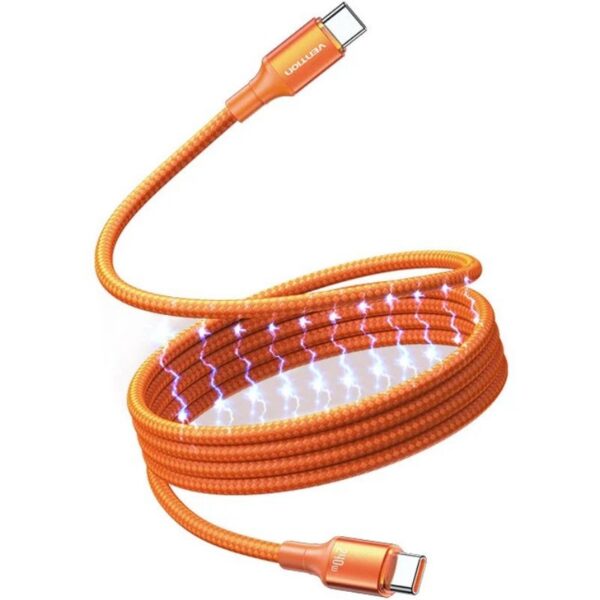 art_ven-cab20tsaog_1 Cable Magnético USB 2.0 Tipo-C 5A Vention TSAOG/ USB Tipo-C Macho - USB Tipo-C Macho/ Hasta 240W/ 480Mbps/ 1.5m/ Naranja